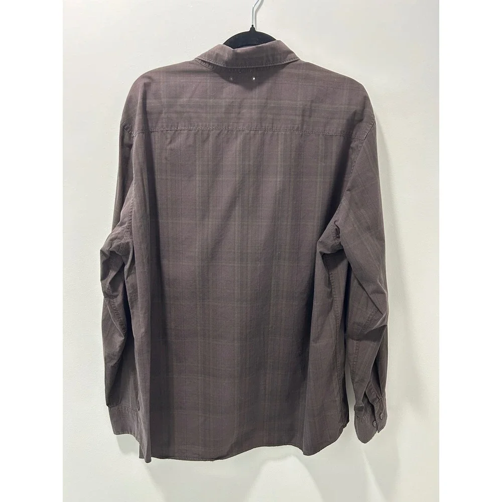 Calvin Klein Mens XL Brown Plaid Button Down Shirt Long Sleeve 100% Cotton